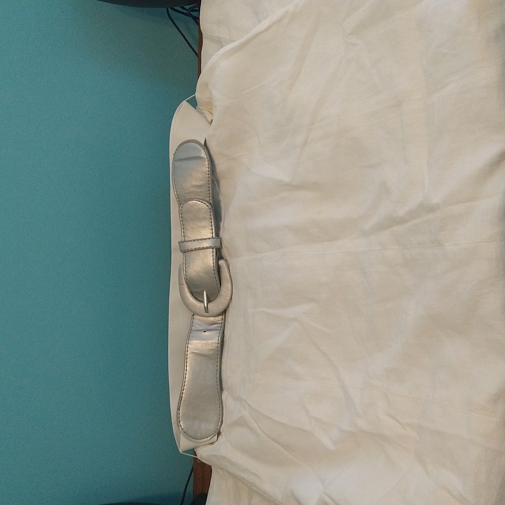 Women's full length white linen skirt
